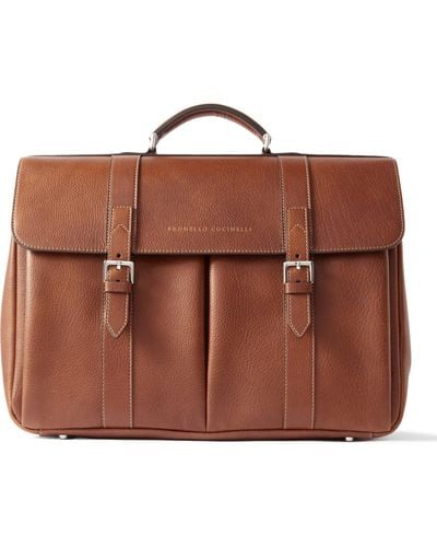Brunello Cucinelli Full-grain Leather Briefcase - Brown