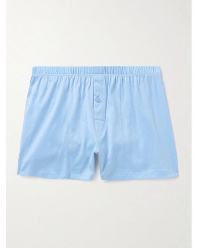 Hanro Mercerised Cotton-jersey Boxer Shorts - Blue