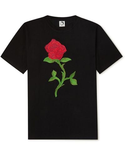 Endless Joy Embroidered Cotton-jersey T-shirt - Black