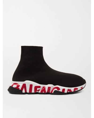 Balenciaga Speed Sock Logo-print Stretch-knit Slip-on Sneakers - White
