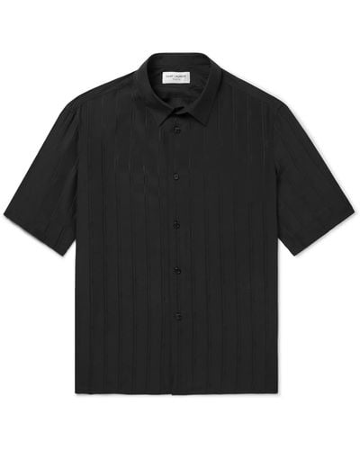 Saint Laurent Logo-jacquard Silk Shirt - Black