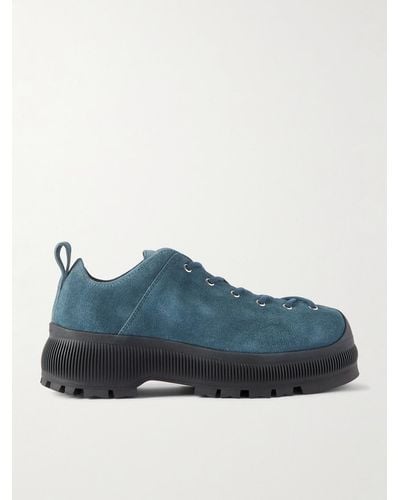 Jil Sander Sneakers aus Veloursleder mit überstehender Sohle - Blau