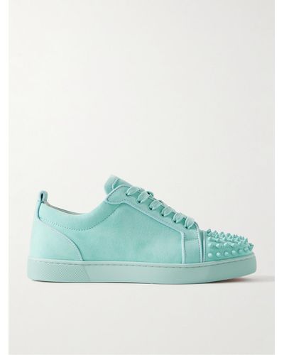 Christian Louboutin Louis Junior Spiked Suede Sneakers - Green