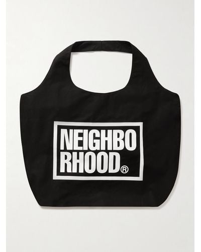 Neighborhood Id Large Logo-print Cotton-twill Tote Bag - Black