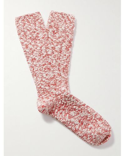 Anonymous Ism Slub Stretch Cotton-blend Socks - Pink