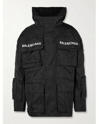 Balenciaga Logo-print Oversized Technical Parka - Black