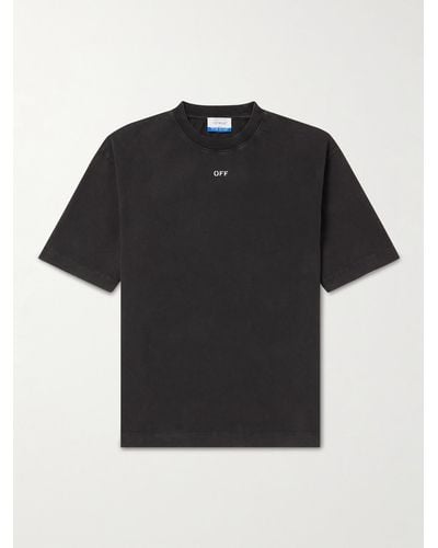 Off-White c/o Virgil Abloh T-shirt in jersey di cotone con stampa - Nero
