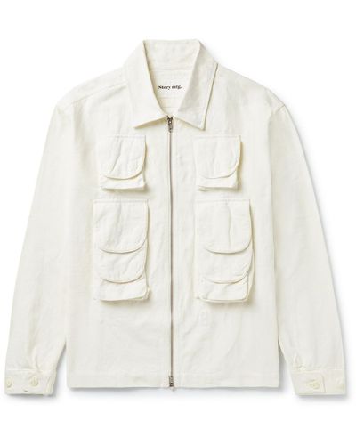 STORY mfg. Algebra Embroidered Slub Organic Cotton Shirt Jacket - White