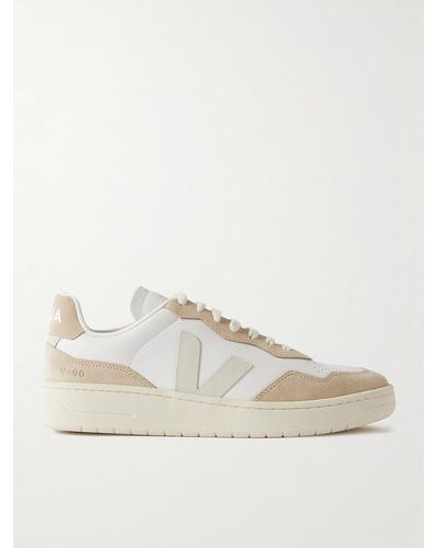 Veja The Aegean Project V-90 Suede And Leather Sneakers - Natural