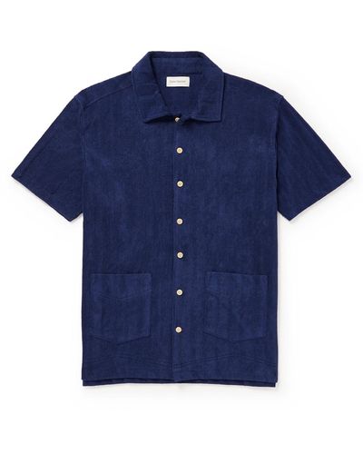 Oliver Spencer Ribbed Cotton-terry Shirt - Blue