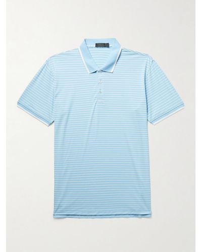 G/FORE Striped Perforated Stretch-jersey Golf Polo Shirt - Blue