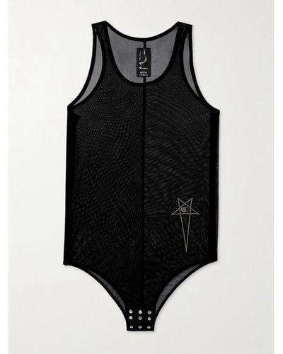 Rick Owens Champion Basketball Logo-embroidered Recycled-mesh Bodysuit - Black