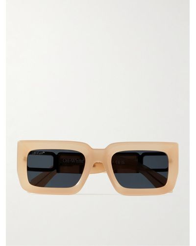 Off-White c/o Virgil Abloh Boston Rectangular-frame Acetate And Gunmetal-tone Sunglasses - Natural
