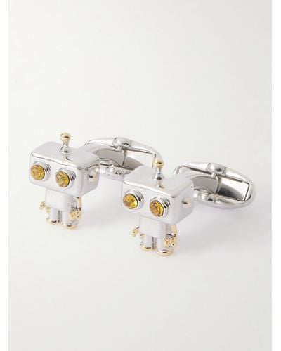 Paul Smith Robot Silver-tone Crystal Cufflinks - Natural