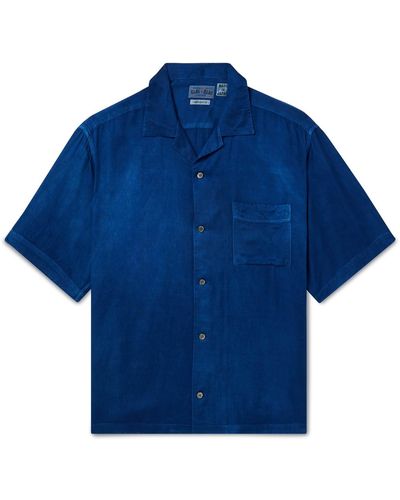 Blue Blue Japan Camp-collar Indigo-dyed Twill Shirt - Blue