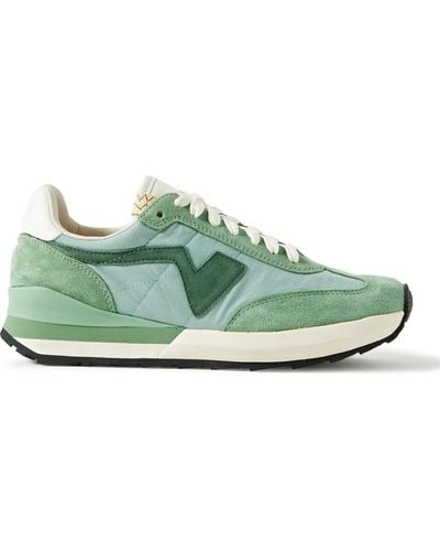 Visvim Fkt Runner Suede And Leather-trimmed Nylon-blend Sneakers - Green