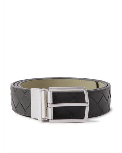Bottega Veneta 3.5cm Reversible Intrecciato Leather Belt - Gray