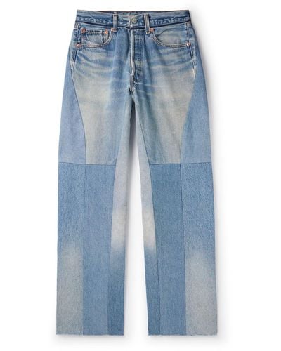READYMADE Wide-leg Distressed Patchwork Jeans - Blue