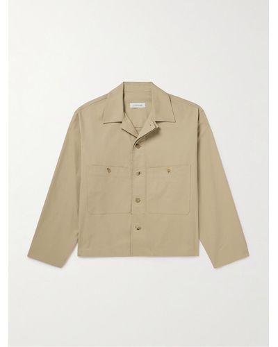 LE17SEPTEMBRE Camp-collar Cotton-blend Twill Overshirt - Natural