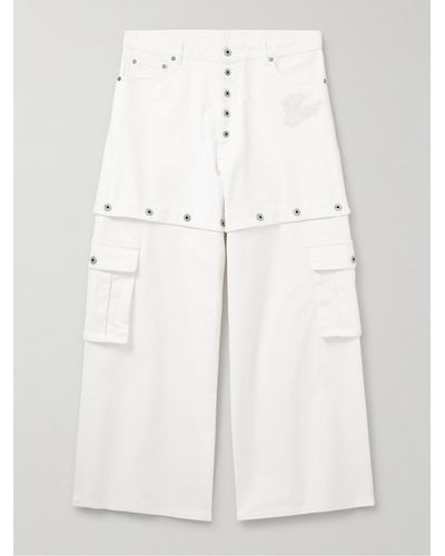 Off-White c/o Virgil Abloh Straight-leg Convertible Logo-embroidered Jeans - White