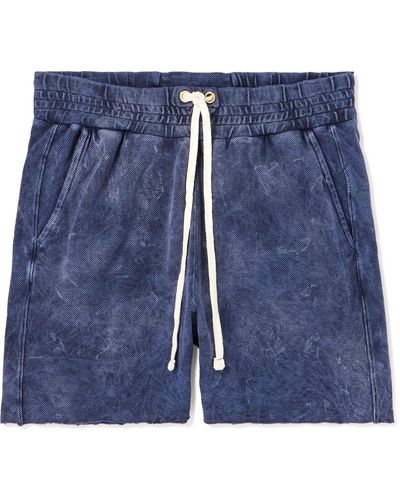 Les Tien Yacht Straight-leg Garment-dyed Cotton-jersey Drawstring Shorts - Blue
