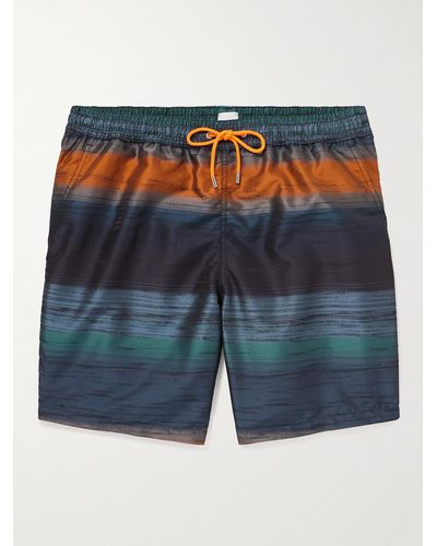 Paul Smith Straight-leg Mid-length Striped Recycled-jacquard Swim Shorts - Blue
