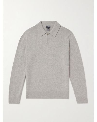 Club Monaco Wool And Cashmere-blend Polo Jumper - Grey