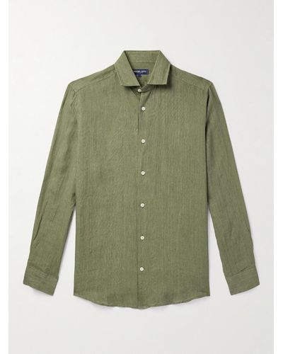 Frescobol Carioca Antonio Cutaway-collar Linen Shirt - Green