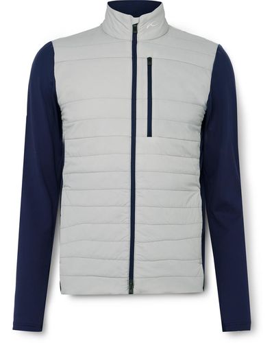 Kjus Reach Slim-fit Quilted Shell And Stretch-jersey Golf Jacket - Blue