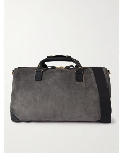 Bennett Winch Commuter Leather-trimmed Suede Holdall - Black