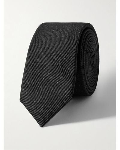 Saint Laurent 5cm Polka-dot Wool And Silk-blend Jacquard Tie - Black