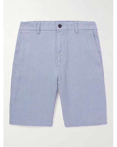 NN07 Crown 1196 Straight-leg Linen Shorts - Blue