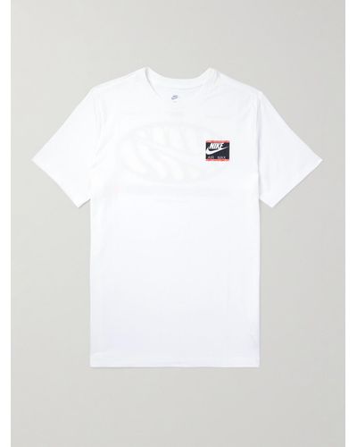 Nike T-Shirt aus Baumwoll-Jersey mit Logoprint - Weiß