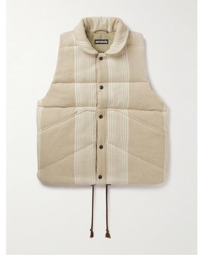 Monitaly Quilted Striped Wool-blend Flannel Gilet - Natural