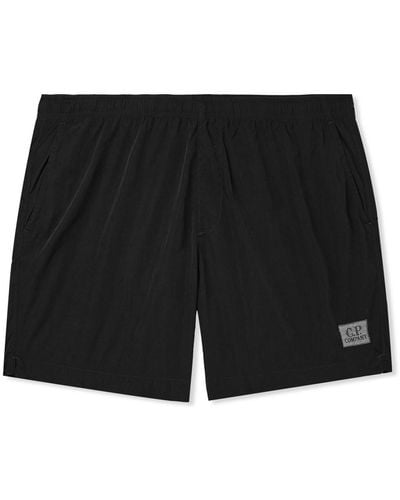 C.P. Company Slim-fit Mid-length Logo-appliquéd Swim Shorts - Black