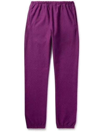 AURALEE Super Milled Tapered Garment-dyed Cotton-blend Jersey Sweatpants - Purple