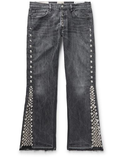 GALLERY DEPT. La Slim-fit Flared Frayed Studded Jeans - Gray