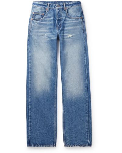 Saint Laurent Straight-leg Distressed Jeans - Blue