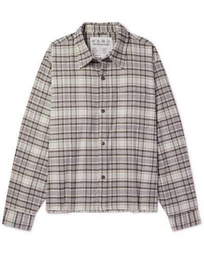 mfpen Priority Checked Cotton And Cashmere-blend Flannel Shirt - Gray