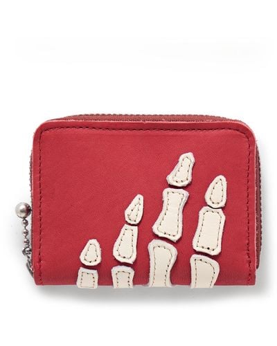 Kapital Thumbs-up Mini Appliquéd Leather Zip-around Wallet - Red