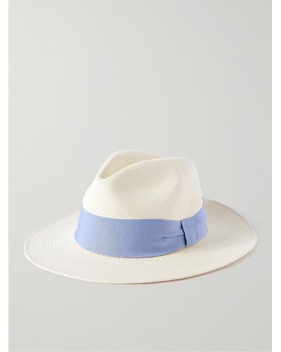 Frescobol Carioca Rafael Grosgrain-trimmed Straw Panama Hat - Blue