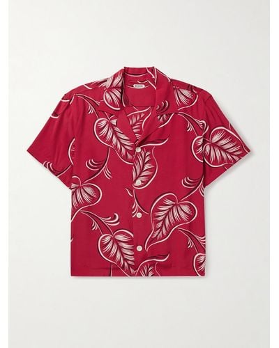 Bode Creeping Begonia Hemd aus bedrucktem Webstoff mit Reverskragen - Rot