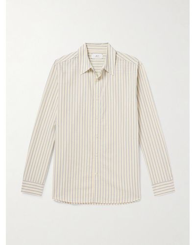 MR P. Embroidered Striped Cotton Shirt - White