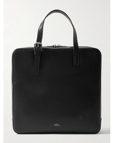 A.P.C. Nino Logo-print Faux-recycled Leather Briefcase - Black