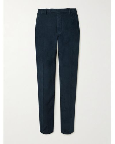 Boglioli Slim-fit Garment-dyed Cotton-blend Corduroy Suit Trousers - Blue
