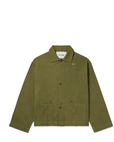 STORY mfg. Embroidered Organic Cotton-canvas Overshirt - Green