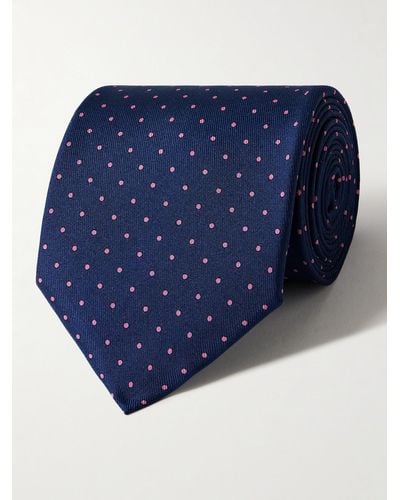 Ferragamo Krawatte aus Seiden-Twill mit Punkten - Blau