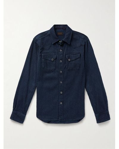 Kapital Indigo-dyed Textured-cotton Western Shirt - Blue