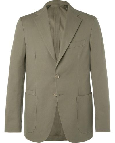 Drake's Green Easyday Cotton-canvas Suit Jacket