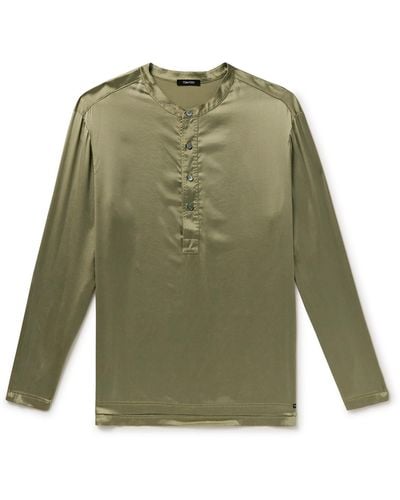 Tom Ford Silk-blend Satin Henley Pajama Top - Green